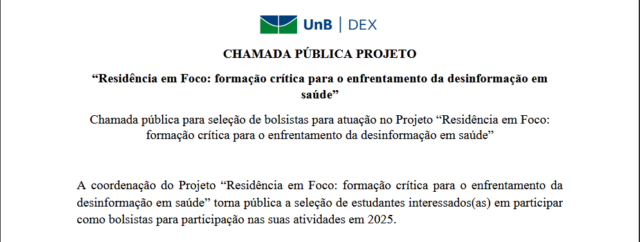 Chamada pública Projeto “Residência em Foco”