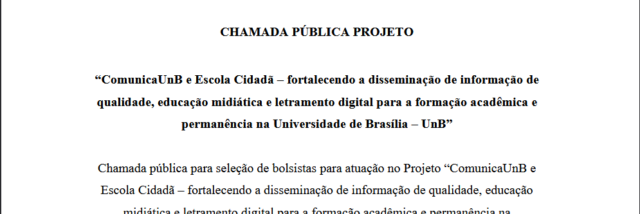 Resultado edital ComunicaUnB e Escola Cidadã